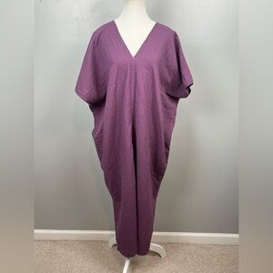 Mala Handworks purple 100% double gauze cotton kaftan dress, free size.